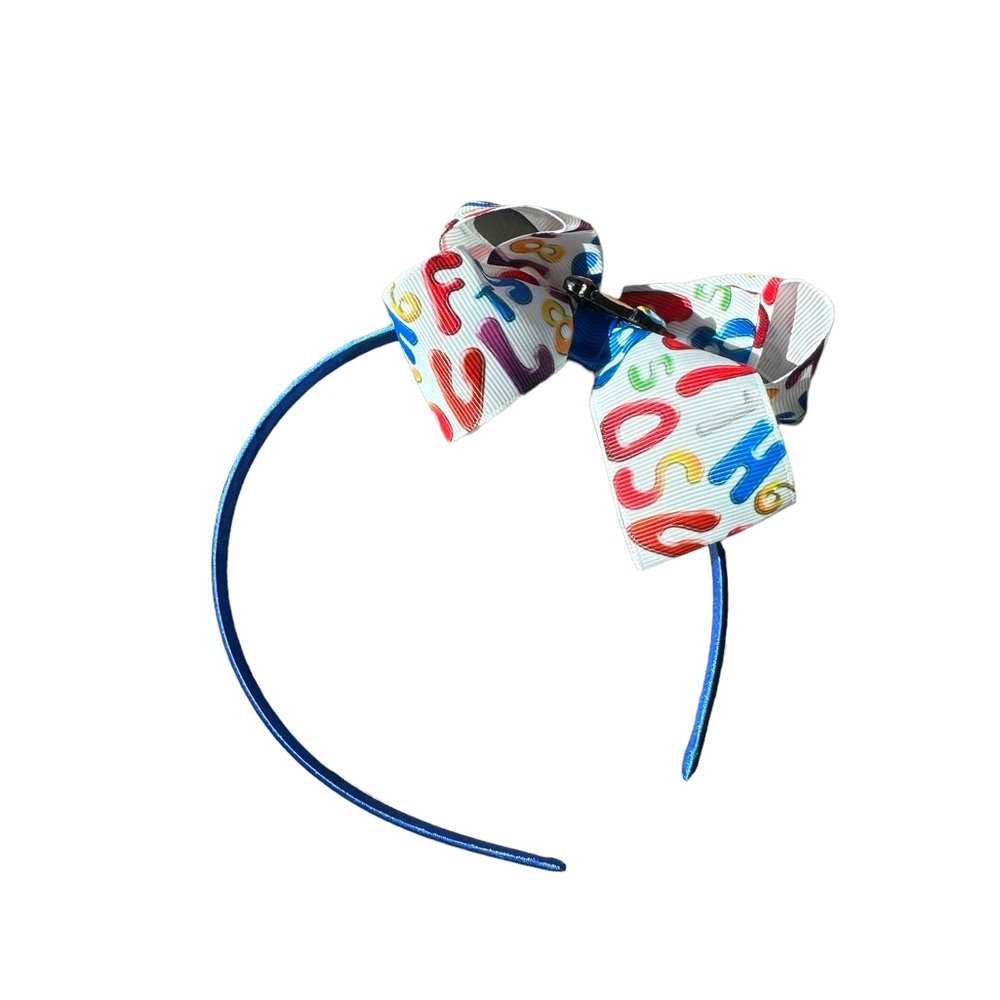 Girls’ Royal Blue School Headband with Letter Ribbon